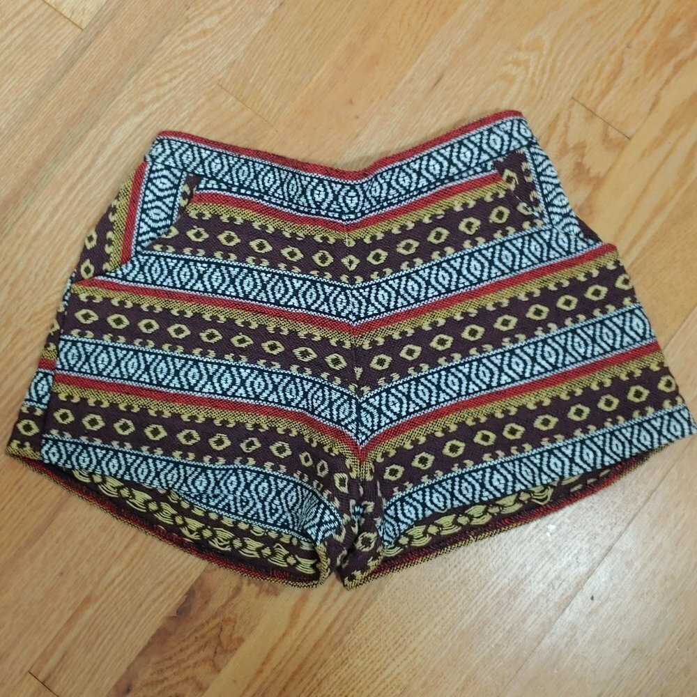 Boho Festival Shorts Vintage Tribal Print Pull On High Waist Hippie - Picture 2 of 7